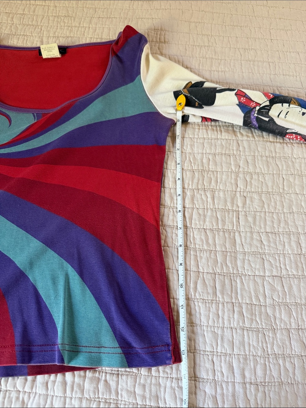 Vintage Y2K Custo Barcelona Geisha Portrait Graphic Top Long Sleeve M - Picture 8 of 8